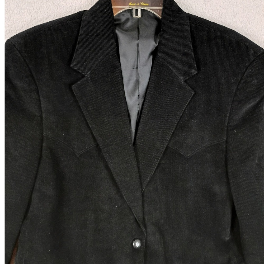 Circle S Corduroy Western Blazer Men 44R Black Cowboy Sport Coat Elbow Patches